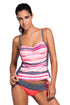 Sexy Pinkish Tie Dye Bandeau Tankini Grey Skort Set